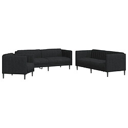 vidaXL Ensemble de canapés 3 pcs noir tissu