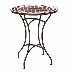 BigBuy Garden Table d'appoint Persea Blanc Marron Céramique 60 x 60 x 72 cm