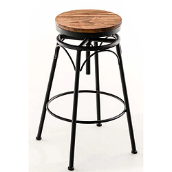 Avis Decoshop26 Tabouret de bar x1 style industriel contemporain hauteur réglable en métal noir et assise en bois clair 10_0004540