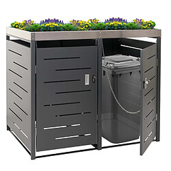 Decoshop26 Abris poubelles verrouillable capacité de 80 à 240 litres avec bac à plantes acier inoxydable-métal 125x134x84 cm 04_0008227