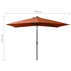 vidaXL Parasol de jardin avec LED et mât en acier terre cuite 2x3 m pas cher