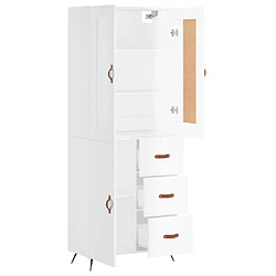 Avis vidaXL Buffet haut Blanc brillant 69,5x34x180 cm Bois d'ingénierie