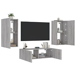 Avis vidaXL Meuble TV muraux 3 pcs avec lumières LED sonoma gris