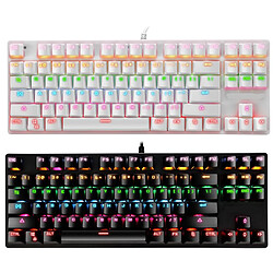 Universal Clavier mécanique USB à 87 clés de haute qualité, professionnel, facile à utiliser, clavier rétroéclairé hybride couleur | clavier (blanc)