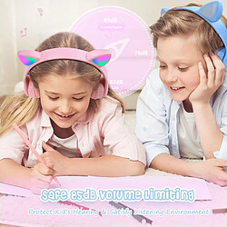 Avis GUPBOO LED Light Cat Ear Casque sans fil Bluetooth 5.0 Casque 3,5 mm Modèle pour enfants avec micro antibruit pour