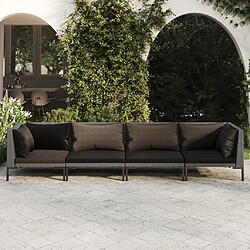 Maison Chic Salon de jardin 4 pcs + coussins - Mobilier/Meubles de jardin - Table et chaises d'extérieur Résine tressée Gris foncé -MN51743