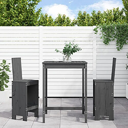 Maison Chic Table de bar et chaises d'extérieur 3 pcs,Ensemble de bar de jardin pour relax gris bois de pin massif -GKD700482