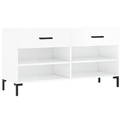 Maison Chic Banc à chaussures | Meuble de rangement à chaussures Meuble d'Entrée blanc brillant 102x35x55 cm bois d'ingénierie -MN10708