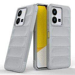 Htdmobiles Coque pour Vivo Y22 / Y22s / Y35 - housse etui silicone gel fine + verre trempe - GRIS CLAIR