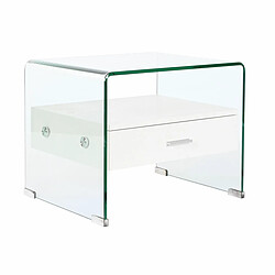 Table de Nuit DKD Home Decor Blanc Transparent Verre Bois MDF 50 x 40 x 45,5 cm