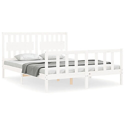 Maison Chic Cadre/structure de lit avec tête de lit pour adulte - Lit Moderne Chambre blanc King Size bois massif -MN85527