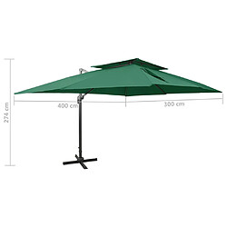 vidaXL Parasol de jardin en porte-à-faux avec double toit vert pas cher