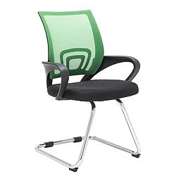 Decoshop26 Chaise de bureau reception sans roulettes dossier en maille avec accoudoirs vert BUR10504