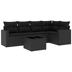 Maison Chic Salon de jardin 6 pcs avec coussins | Ensemble de Table et chaises | Mobilier d'Extérieur noir résine tressée -GKD93415