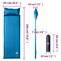 vidaXL Matelas de camping autogonflant oreiller 1 personne turquoise pas cher