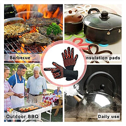 Justgreenbox Gants de barbecue avec bande anti-dérapante en silicone four résistant à la chaleur 500 ~ 800 ? gril résistant - T6112211958064 pas cher