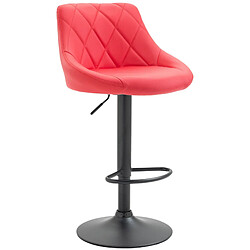 Decoshop26 Tabouret de bar en synthétique rouge pivotant avec repose-pieds métal noir coutures décoratives TDB10586