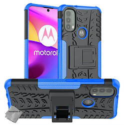 Htdmobiles Coque rigide anti choc pour Motorola Moto E20 / E30 / E40 + verre trempe - BLEU