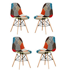 Home Design International Lot de 4 Chaises Scandinaves Patchwork - Pieds Eiffel