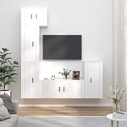 vidaXL Ensemble de meubles TV 5 pcs Blanc brillant Bois d'ingénierie