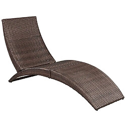 Maison Chic Chaise longue pliable avec coussin | Bain de soleil Relax | Transat Résine tressée Marron -GKD80348 pas cher