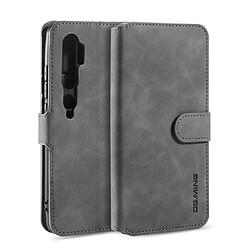 Dg.Ming Etui en PU + TPU style rétro avec support gris pour votre Xiaomi Mi Note 10/Note 10 Pro