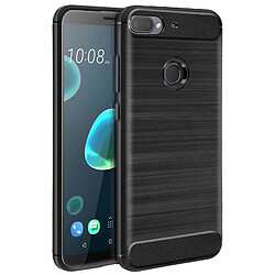 Avizar Coque HTC Desire 12 Plus Silicone Souple Résistant Carbone Effet Brossé Noir