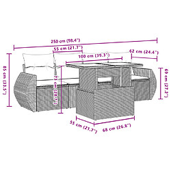 vidaXL Salon de jardin 5 pcs avec coussins gris résine tressée pas cher