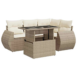 vidaXL Salon de jardin avec coussins 5 pcs beige résine tressée