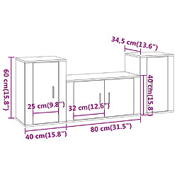 vidaXL Ensemble de meubles TV 3 pcs Chêne marron Bois d'ingénierie pas cher