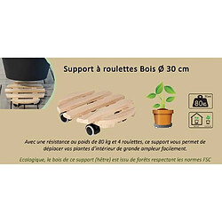 Avis EDA Plastiques Support a Roulettes - EDA - Ø 30 cm en Bois de Hetre - 4 roulettes