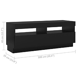 vidaXL Meuble TV avec lumières LED Noir 200x35x40 cm pas cher