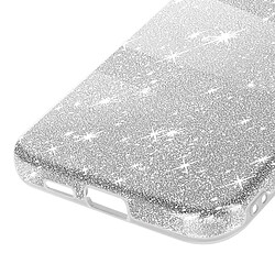 Avizar Coque pour Samsung Galaxy S24 Paillette Silicone Semi rigide Fine Argent