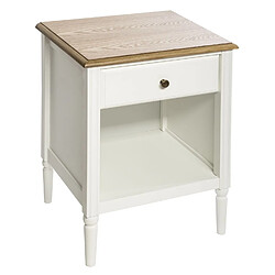 Atmosphera, Createur D'Interieur Table de chevet effet bois Solen - L. 45 x H. 60 cm - Blanc