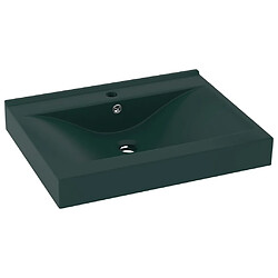 vidaXL Lavabo avec trou de robinet Vert foncé mat 60x46 cm Céramique