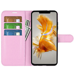 Etui en PU texture litchi, anti-écaillage avec support pour votre Huawei Mate 50 Pro 4G - rose