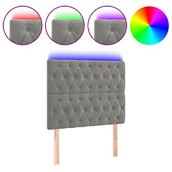 vidaXL Tête de lit à LED Gris clair 100x7x118/128 cm Velours