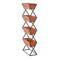 Jardinière verticale Veenendaal à 4 niveaux 51 x 21 x 125 cm noir et marron [en.casa] pas cher