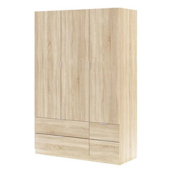 Dansmamaison Armoire 3 portes battantes + 4 tiroirs Chêne - WAO