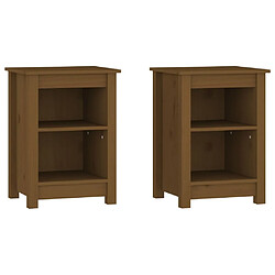 Maison Chic Lot de 2 Tables de chevet - Tables de Nuit Marron miel 40x35x55 cm Bois pin massif