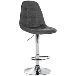 Decoshop26 Tabouret de bar x1 avec repose-pieds hauteur réglable pivotant assise en tissu gris foncé cadre métallique chromé 10_0004845