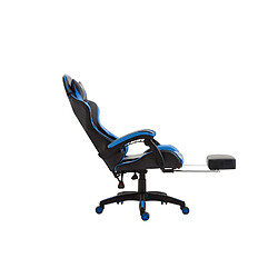 Avis Decoshop26 Fauteuil de bureau repose-pieds télescopique design sportif gamer en PVC noir / bleu et plastique 10_0002507