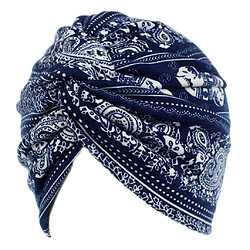 Avis Femmes Coton Turban Head Wrap Chemo Chute De Cheveux Casquettes De Sommeil Éléphant Bleu Marine