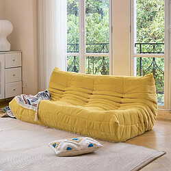 SoftEva Canapé trois places - Jaune - sans assemblage, mousse double confort, support ergonomique, intérieur en tissu doux au toucher