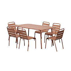 Mes Ensemble table + 4 chaises + 2 fauteuils en métal terracotta - BACA