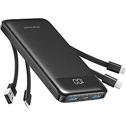 SANAG Power Bank 10000Mah Avec Câbles Intégrés, Chargeur Portable Usb C 5V/3A Powerbank Led Display Avec 6 Sorties Et 3 Entrées Pour Iphone Samsung Huawei Xiaomi