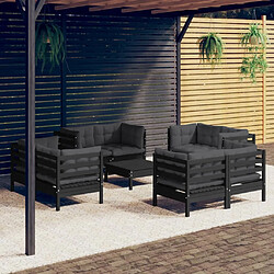 Maison Chic Salon de jardin 9 pcs + coussins - Mobilier/Meubles de jardin - Table et chaises d'extérieur anthracite Bois de pin -MN14344