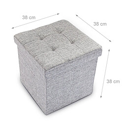 Acheter Helloshop26 Tabouret pliant en lin pouf de rangement pliable 38 x 38 cm gris 2013100