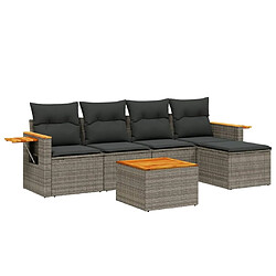 Maison Chic Salon de jardin 6 pcs avec coussins | Ensemble de Table et chaises | Mobilier d'Extérieur gris résine tressée -GKD65825