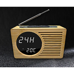 Avis Universal Réveil électronique radio FM, horloge LED en bambou, 6 pouces, affichage de température - blanc